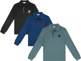 3 Buttons Boys Long Sleeve Polo Shirt - Color Pop