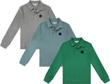 3 Buttons Boys Long Sleeve Polo Shirt - Sweatshirt