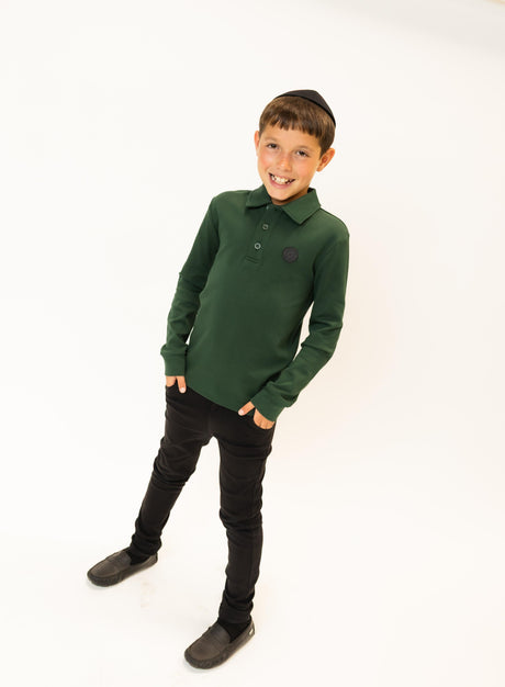 3 Buttons Boys Long Sleeve Polo Shirt - Classic