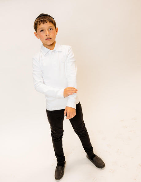 3 Buttons Boys Long Sleeve Polo Shirt - Classic