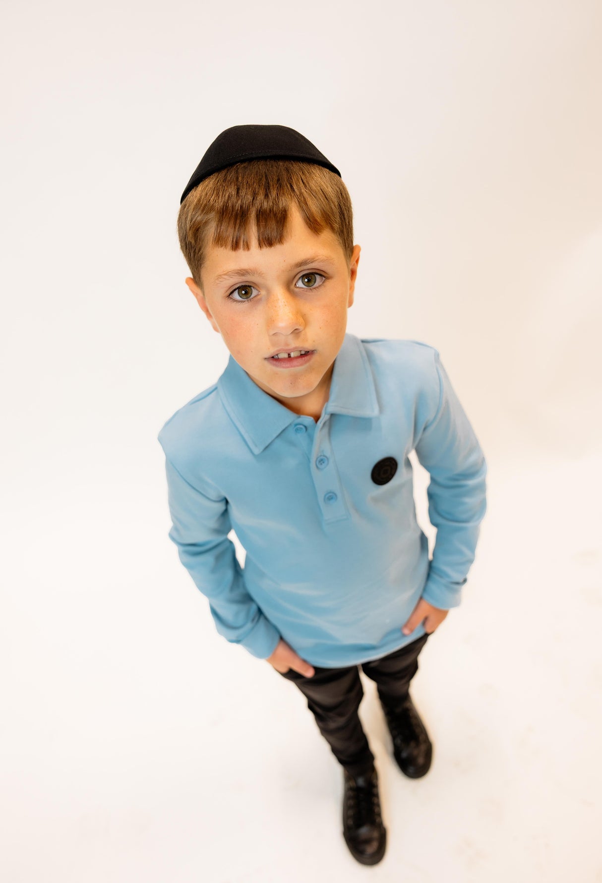 3 Buttons Boys Long Sleeve Polo Shirt - Classic