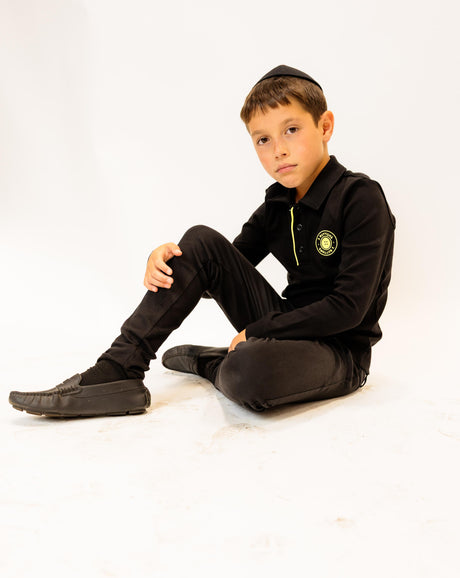 3 Buttons Boys Long Sleeve Polo Shirt - Color Pop