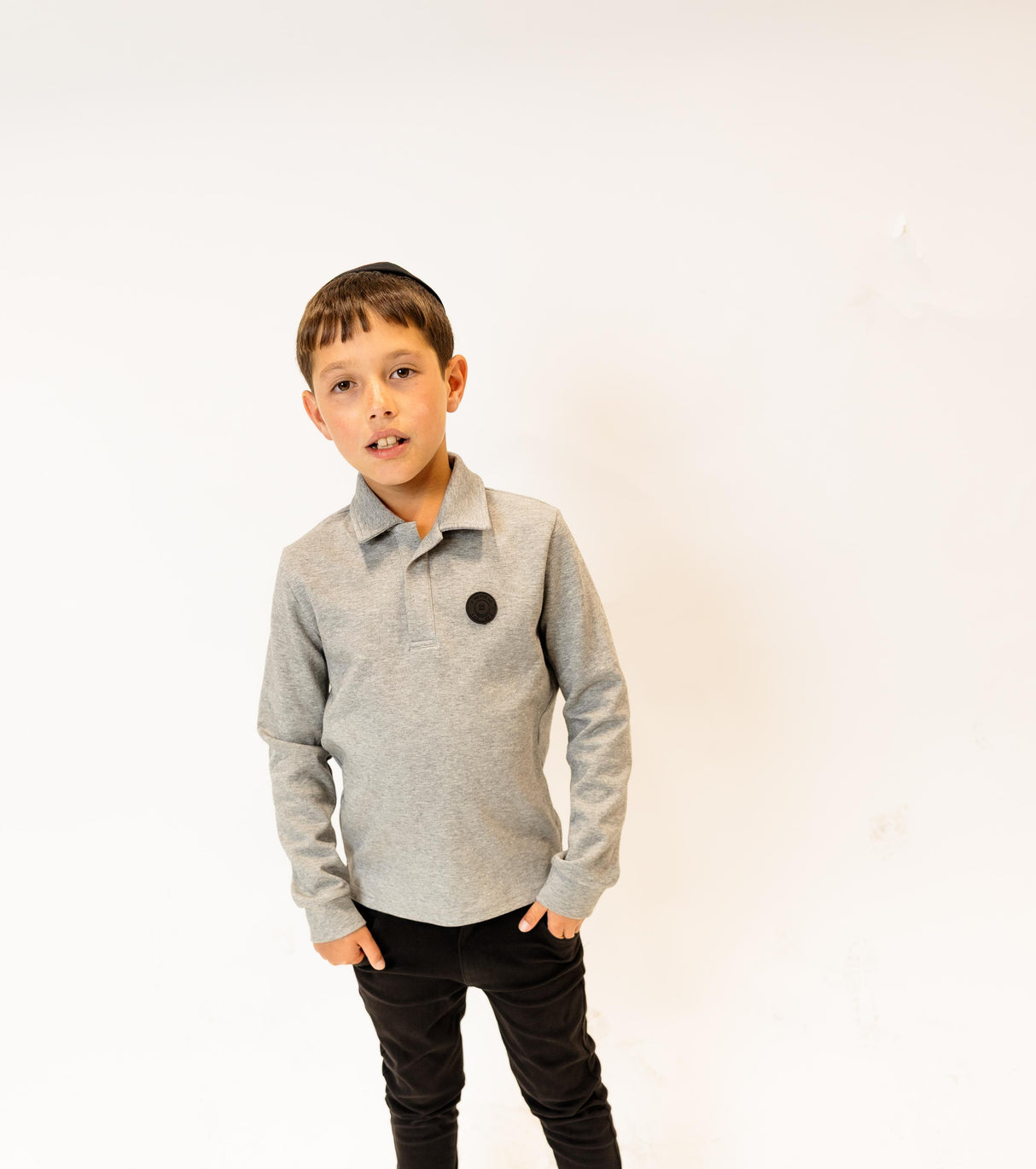 3 Buttons Boys Long Sleeve Polo Shirt - Sweatshirt