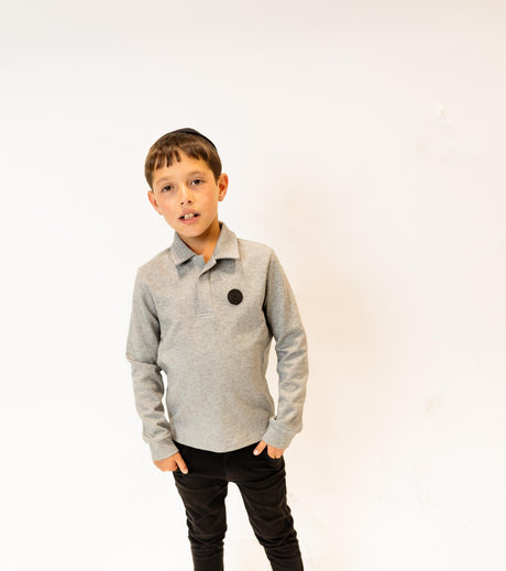 3 Buttons Boys Long Sleeve Polo Shirt - Sweatshirt