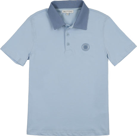3 Buttons Boys Short Sleeve Polo Shirt - Contrast Collar