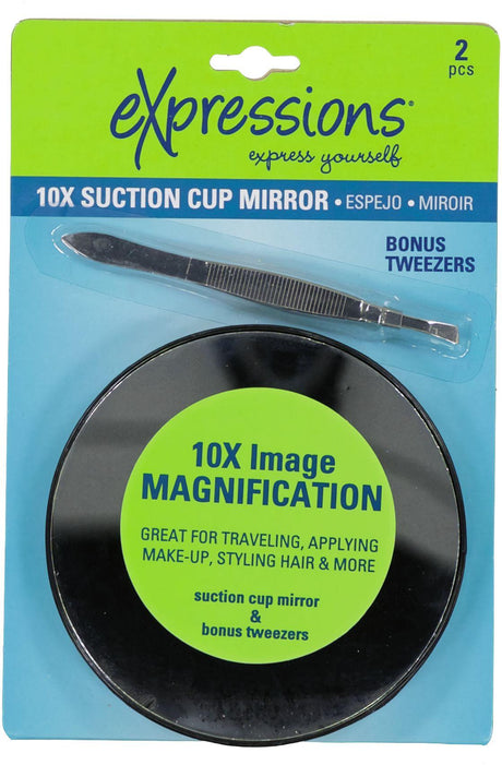 Expressions Suction Cup Magnifying Mirror & Tweezer Set - EXG75N