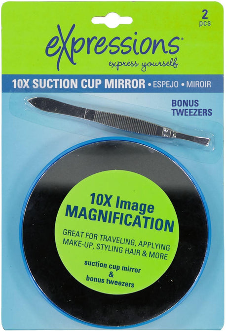 Expressions Suction Cup Magnifying Mirror & Tweezer Set - EXG75N