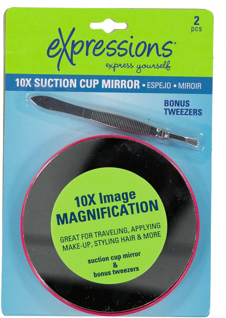 Expressions Suction Cup Magnifying Mirror & Tweezer Set - EXG75N