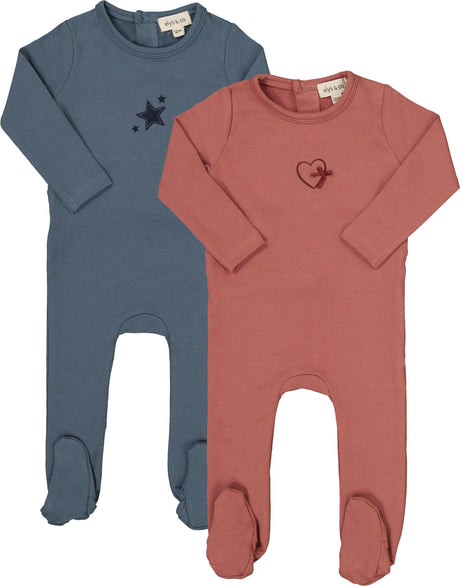 Ely's & Co Baby Boys Girls Heart/Star Cotton Footie - AW26-0051-0053