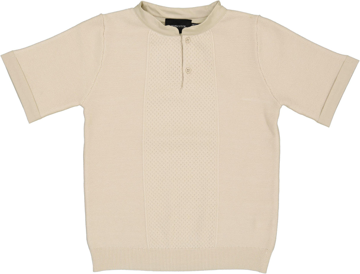Hopscotch Boys Textured Mandarin Collar Short Sleeve Sweater - SB4CP5021T