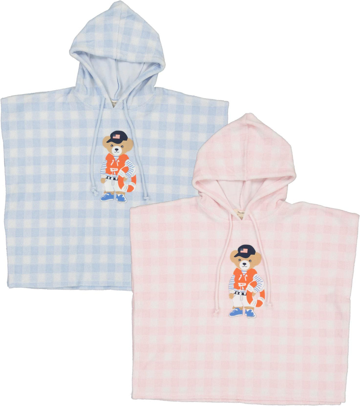 Fragile Baby Boys Girls Bear Print Hooded Towel Poncho - SB6CP7348