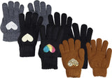 Dacee Girls Foil Heart Knit Gloves - GL6