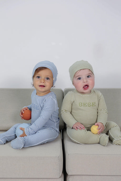 Fragile Baby Boys Girls Striped Footie & Beanie Set - WB5CP7219A