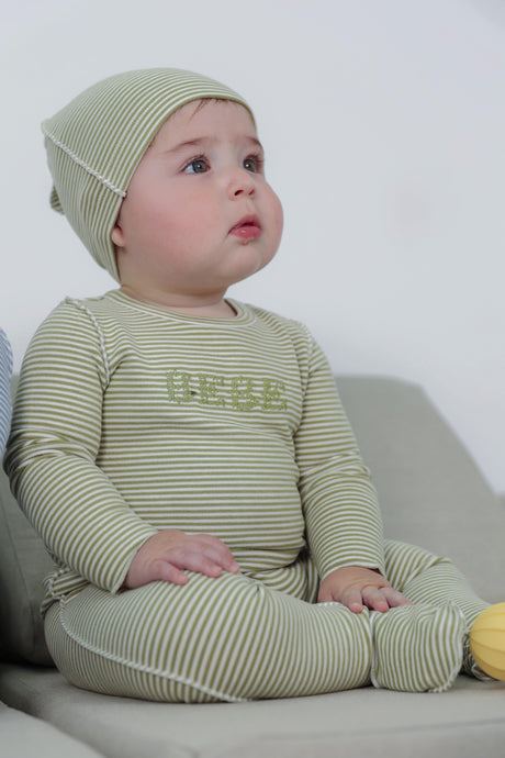 Fragile Baby Boys Girls Striped Footie & Beanie Set - WB5CP7219A