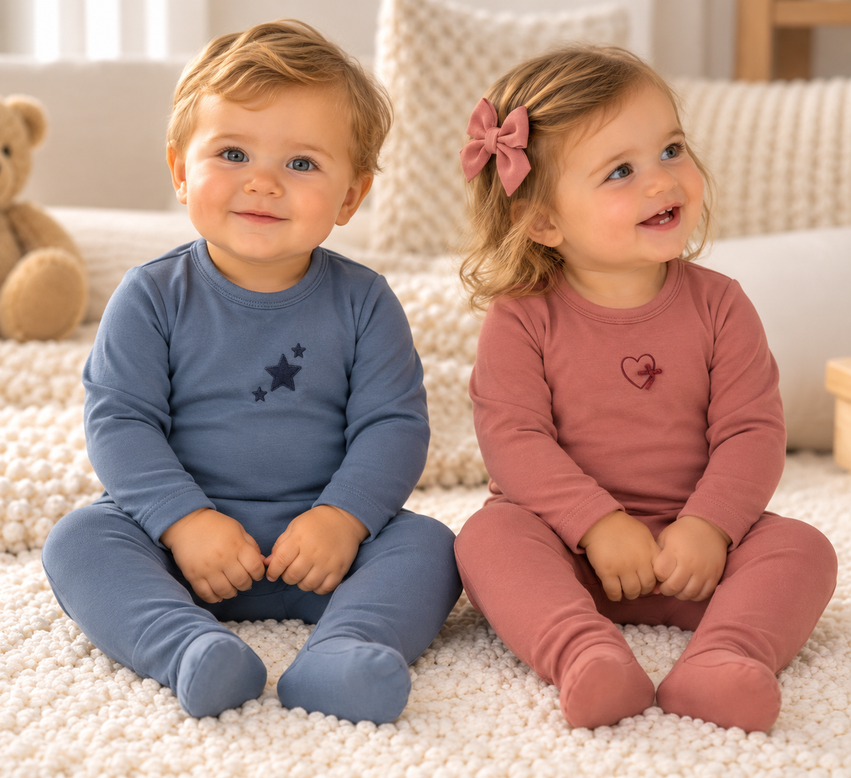 Ely's & Co Baby Boys Girls Heart/Star Cotton Footie - AW26-0051-0053