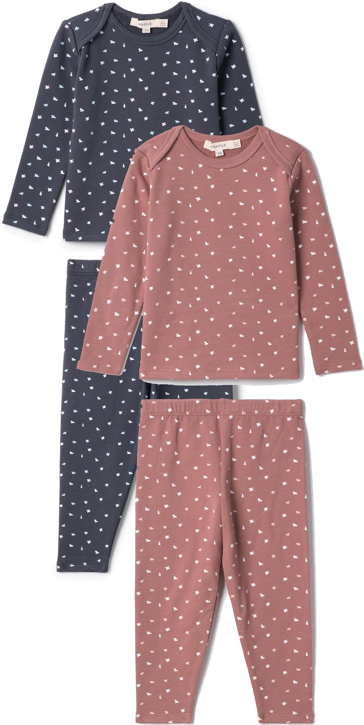 Fragile Boys Girls Bird Print Cotton Pajamas - WB5CP7223E