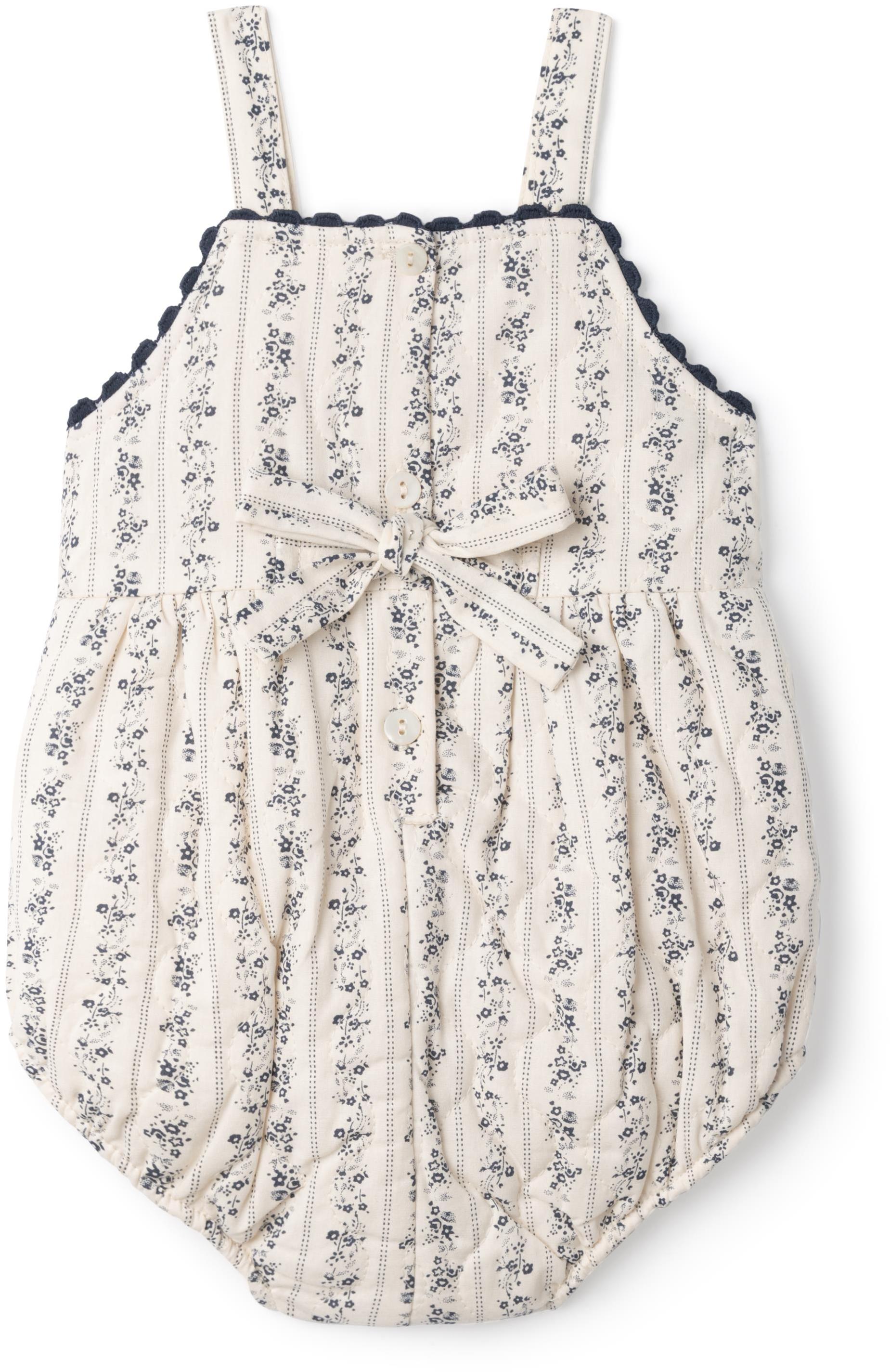 Charlotte & George Baby Girls Floral Stripe Quilted Romper
