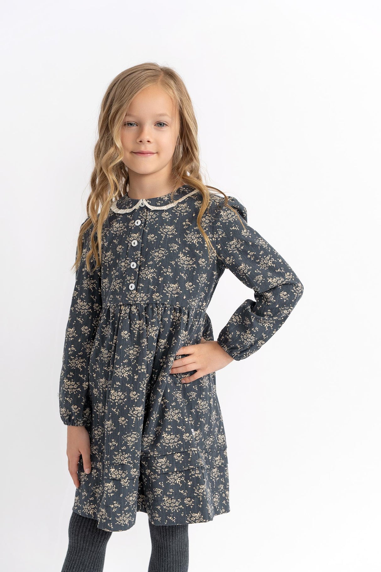 Charlotte & George Girls Woven Flower Print Dress - WB5CP7248D