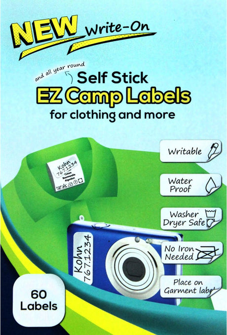 EZ Write-On Self Stick Camp Labels