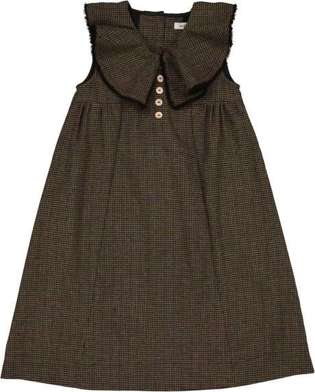 Lone Feather Girls Flutter Collar Checked Jumper - 9226