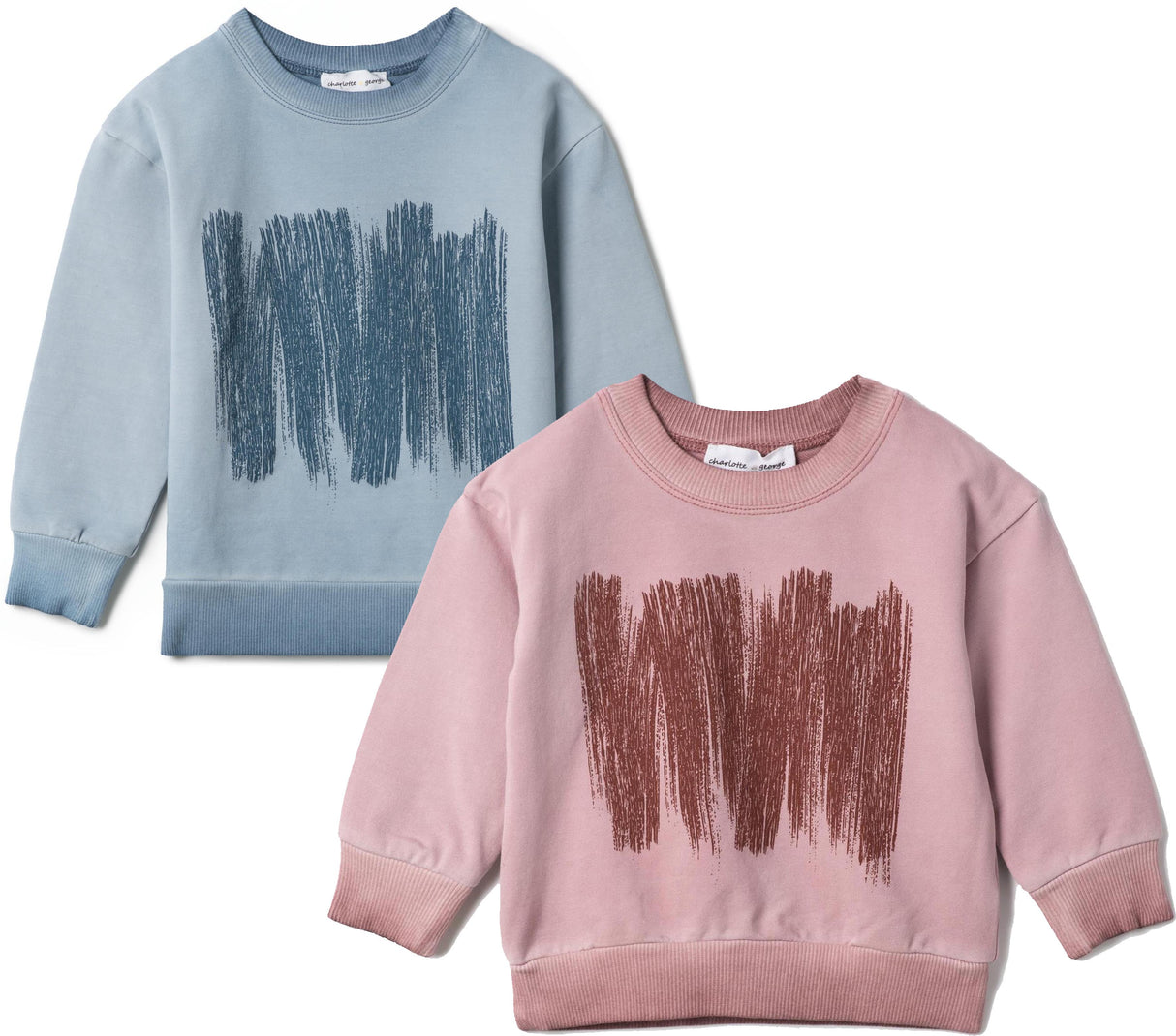 Charlotte & George Boys Girls Brushstroke Print Suede Sweatshirt - WB5CP7257