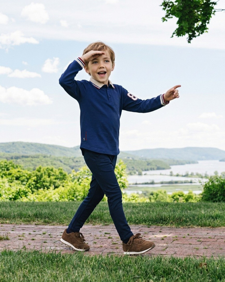 Analogie by Lil Legs Limited Capsule Collection Boys Long Sleeve Polo Shirt - AF26T729