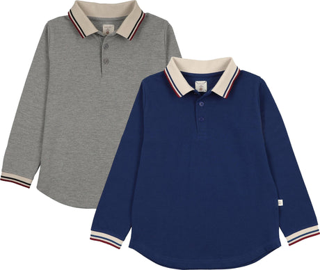 Analogie by Lil Legs Limited Capsule No Words Collection Boys Long Sleeve Polo Shirt - AF26T729C