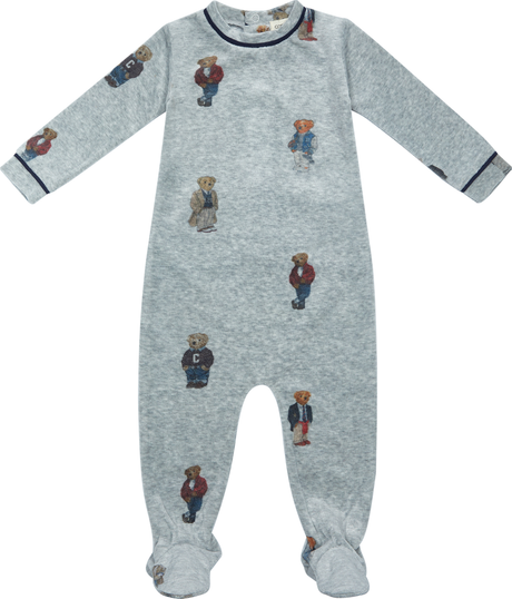 Crew Lounge Baby Boys Girls Velour Ribbed Bear Stretchie - SG3000