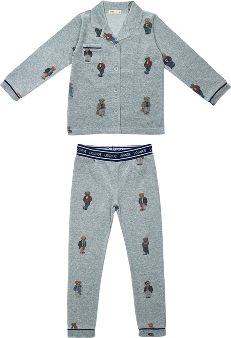Crew Lounge Boys Girls Velour Ribbed Bear Pajamas - SG3001