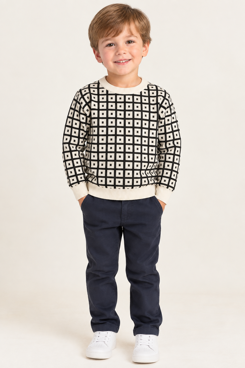 Klai Boys Grid Sweater - G3055