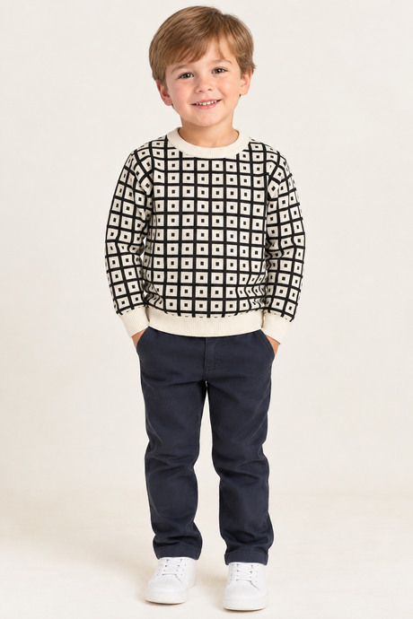 Klai Boys Grid Sweater - G3055
