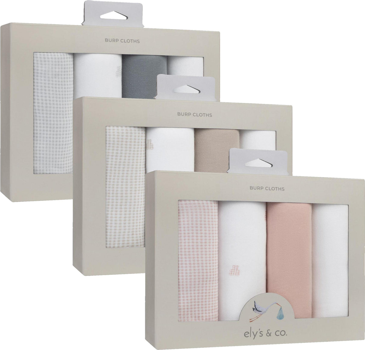 Ely's & Co Gingham Bear Burp Cloth 4 Pack