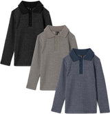 High 5 Boys Long Sleeve Washed Waffled Polo Shirt - WB5CY2718BSL