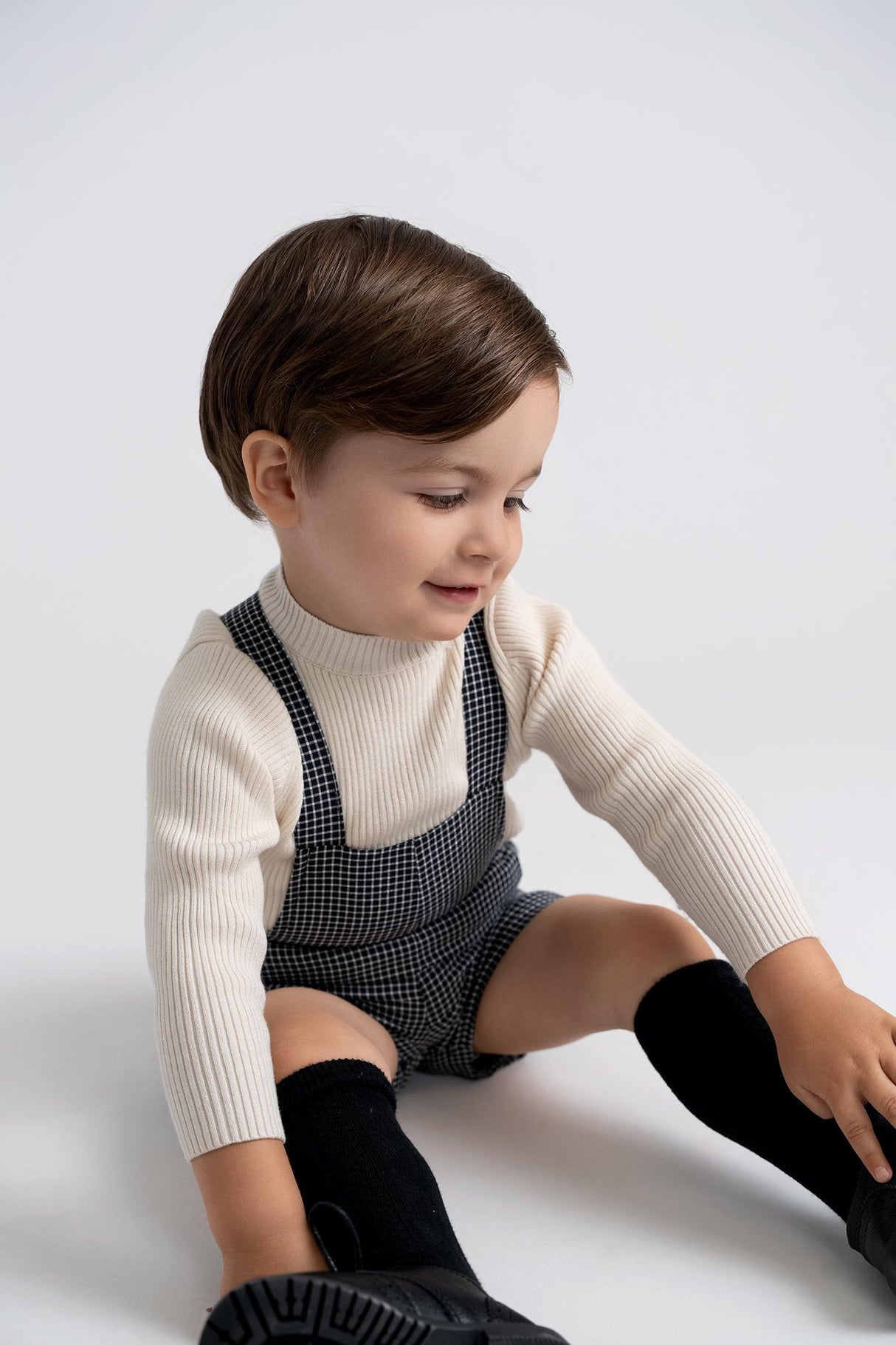 Space Gray Boys Checked Overall - WB5CY2758O