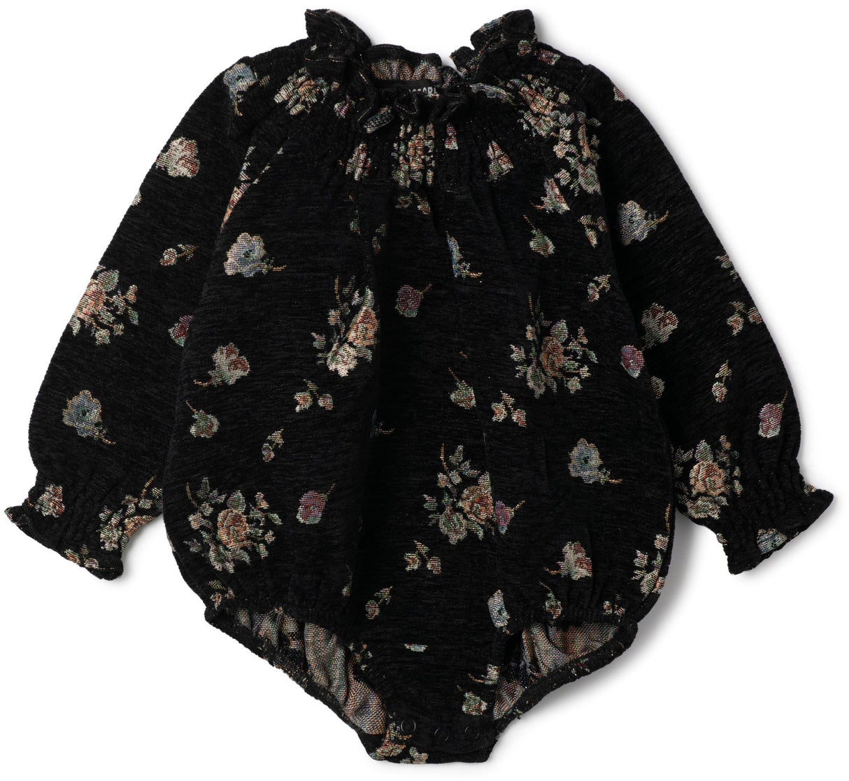 Space Gray Baby Girls Brocade Velvet Romper - WB5CY2766