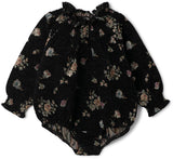 Space Gray Baby Girls Brocade Velvet Romper - WB5CY2766