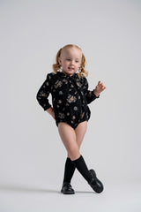 Space Gray Baby Girls Brocade Velvet Romper - WB5CY2766