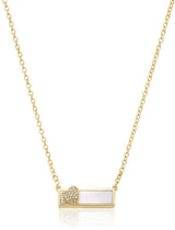 LMTS Cz Heart Bar Necklace - NE3546B-MOP-GP