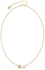 LMTS Cz Heart Bar Necklace - NE3546B-MOP-GP