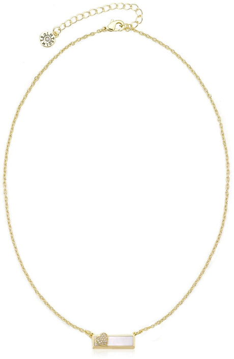 LMTS Cz Heart Bar Necklace - NE3546B-MOP-GP