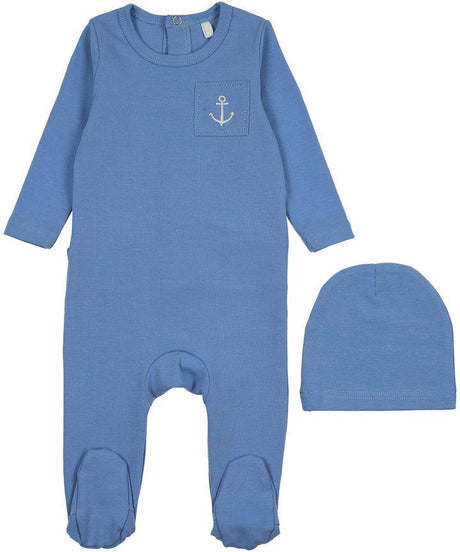Pouf Baby Boys Girls Cotton Stitched Graphic Footie & Beanie Set