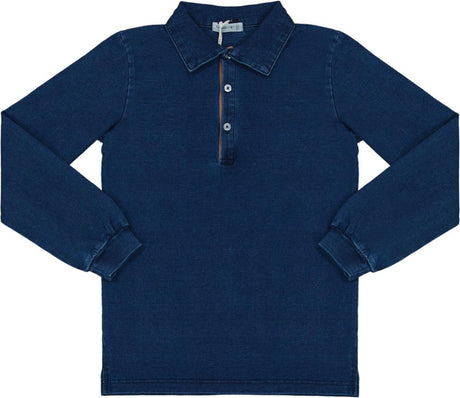 Crew Kids Boys Denim Long Sleeve Polo Shirt - AL3060