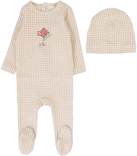 Analogie by Lil Legs Lil People Collection Baby Girls Gingham Flower Cotton Footie - LPGFFST