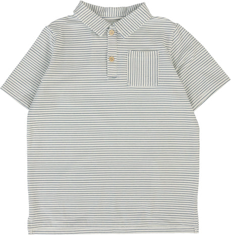 Analogie by Lil Legs Denim City Collection Boys Stripe Short Sleeve Polo Shirt - DCP