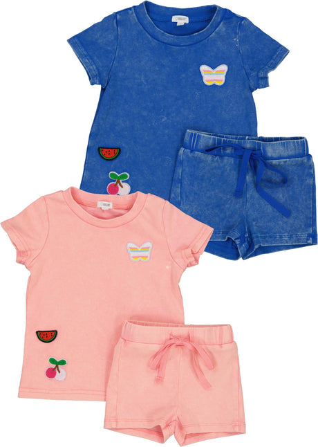 Bonjoy Baby Boys Girls Washed Patch Shorts Outfit - BTSS26051SS
