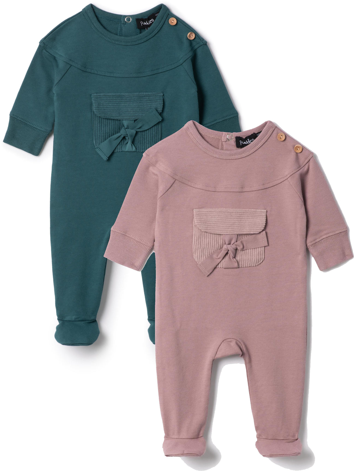 Puddles Baby Boys Girls Corduroy Pocket Cotton Stretchie - WB5CY2803