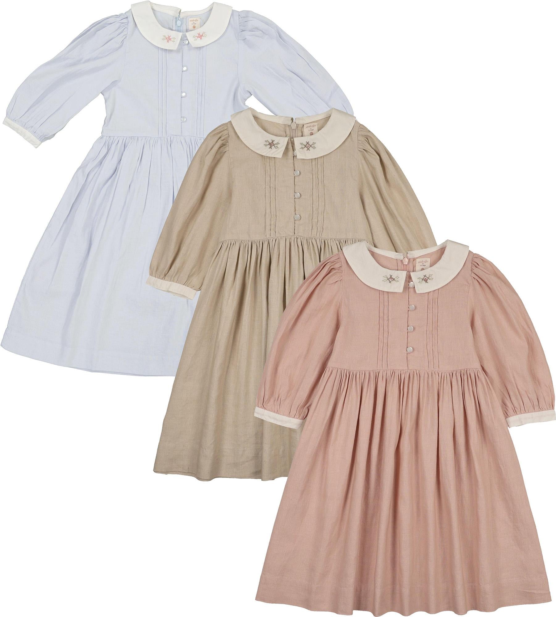 Pintuck Collar Dress 3/4 Sleeve-Clear Blue - 3X Pintuck Collar Dress 3/4 Sleeve-Clear Blue - 3X
