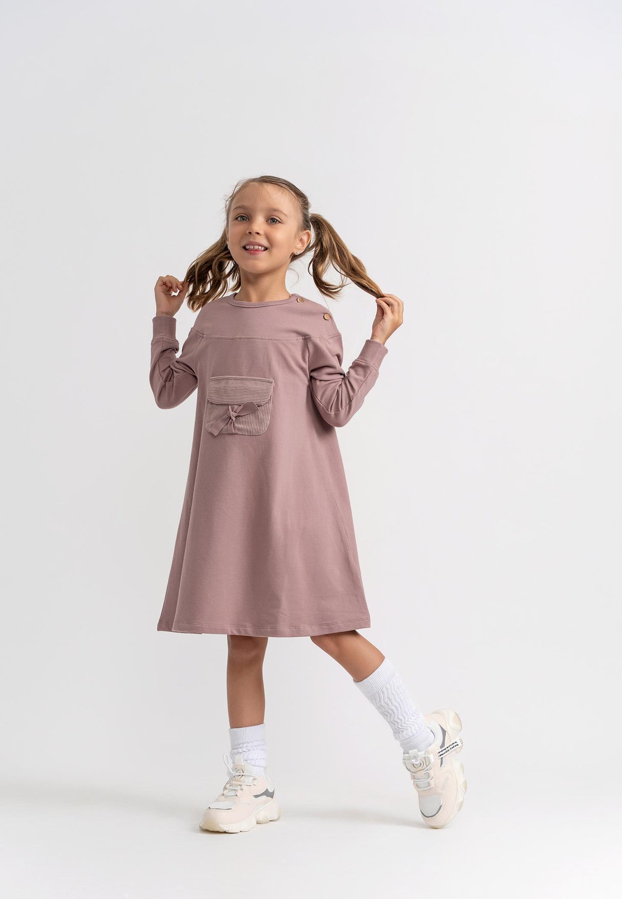 Puddles Girls Corduroy Pocket Dress - WB5CY2803D