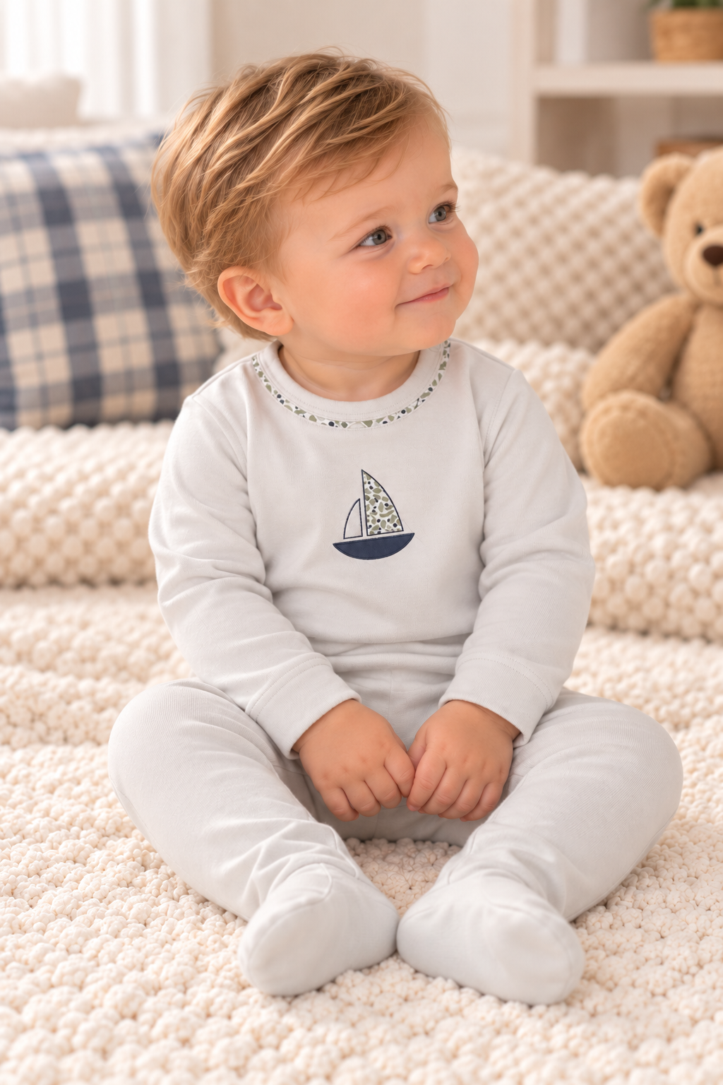 Ely's & Co Baby Boys Liberty Berry Velour Footie - AW26-0049