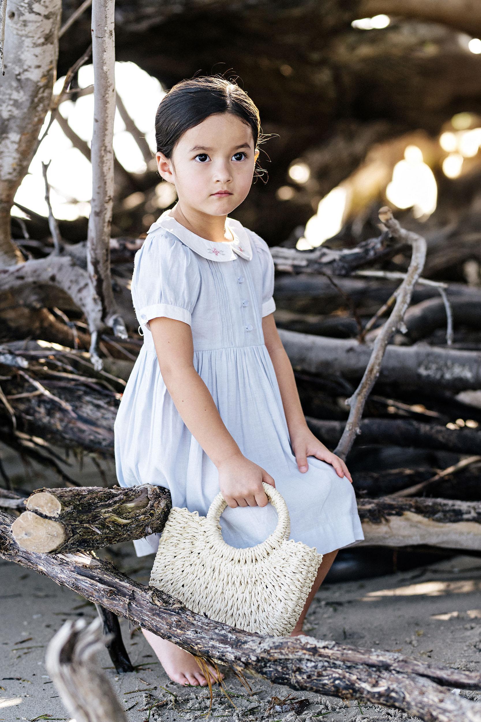 Analogie by Lil Legs Embroidered Linen Collection Girls Short